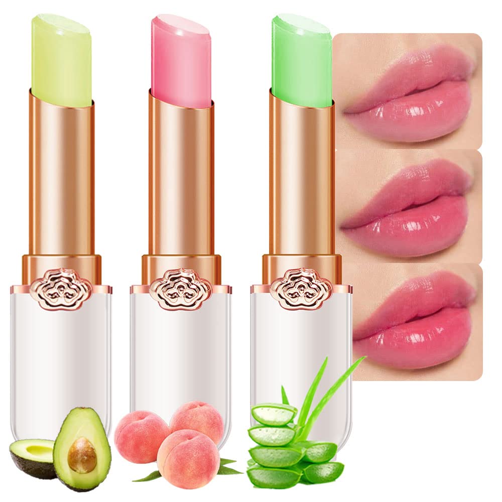 Blueberry Tinted Lip Balm Set - PH Color Changing Lipstick Balm for Women | Long-Lasting Light Pink Tint