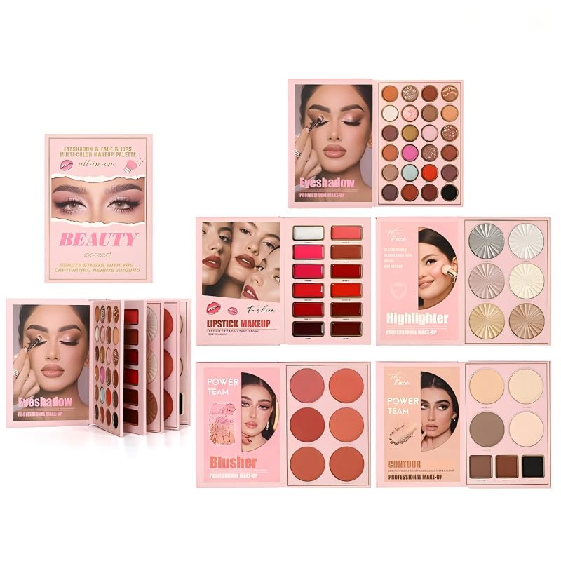55-Color All-in-One Makeup Palette for Eyes, Face, and Lips