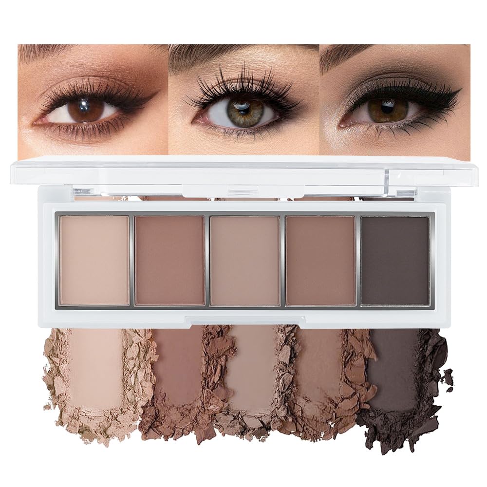 Warm Neutral Nude Eyeshadow Palette - Matte & Shimmer, High Pigment | Mini Everyday Makeup for All Eye Colors