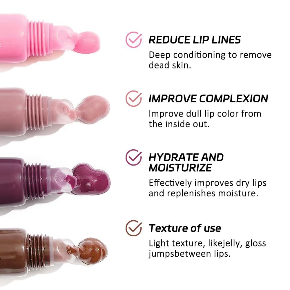 4 PCS Butter Lip Balm – Ultra-Hydrating Lip Care with Shea Butter & Olive Oil, Soothes Dry Lips with Natural Tint & Gloss Effect, Lip Plumper Moisture & Light Lip Stain Finish Set 02