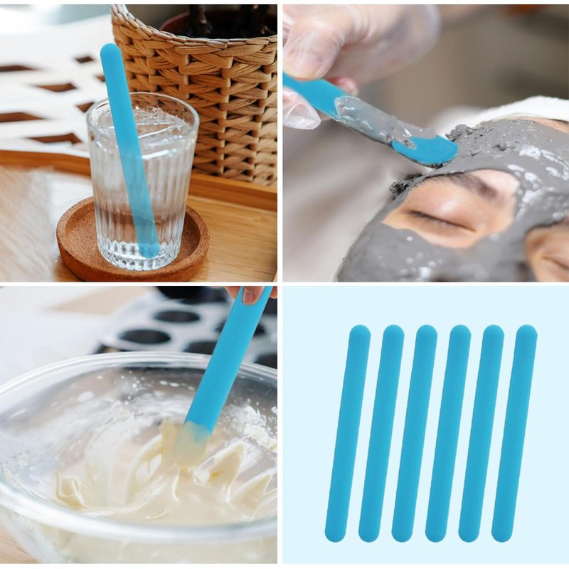 6 PCS Reusable Silicone Stirring Stick, Silicones Stirrings Sticks, Blue Reusable Silicone Wax Stick Popsicle Sticks Tools, for DIY Crafts, Resin, Liquid, Paint