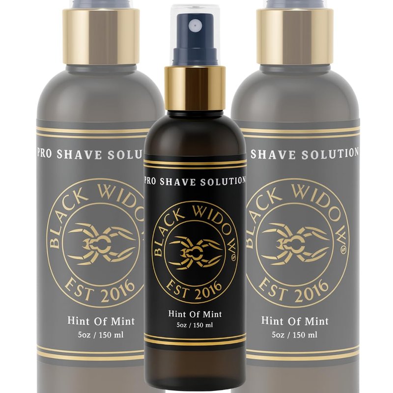 Black Widow Pro Shave Solution – No-Mess Shave Spray Lotion with Hint of Mint, Hydrating Slick Shaving Lotion for Men & Women, Reduces Razor Burn & Skin Irritation for Smooth, Comfortable Shaves