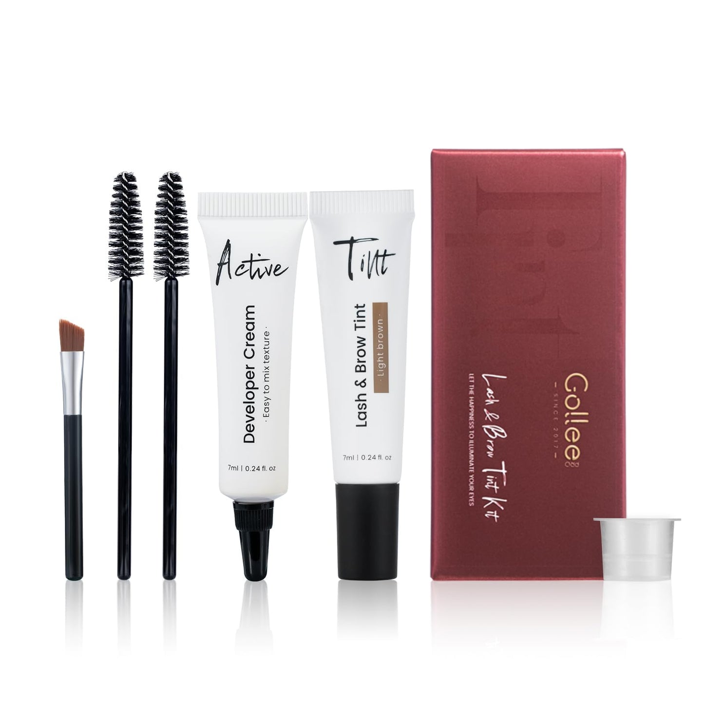 Lash Color Kit- Light Brown Professional Eyelash & Eyebrow Color Kit with Natural Looking Safe Ingredients Lasts 8 Weeks Easy to Use for Salon & Home Use