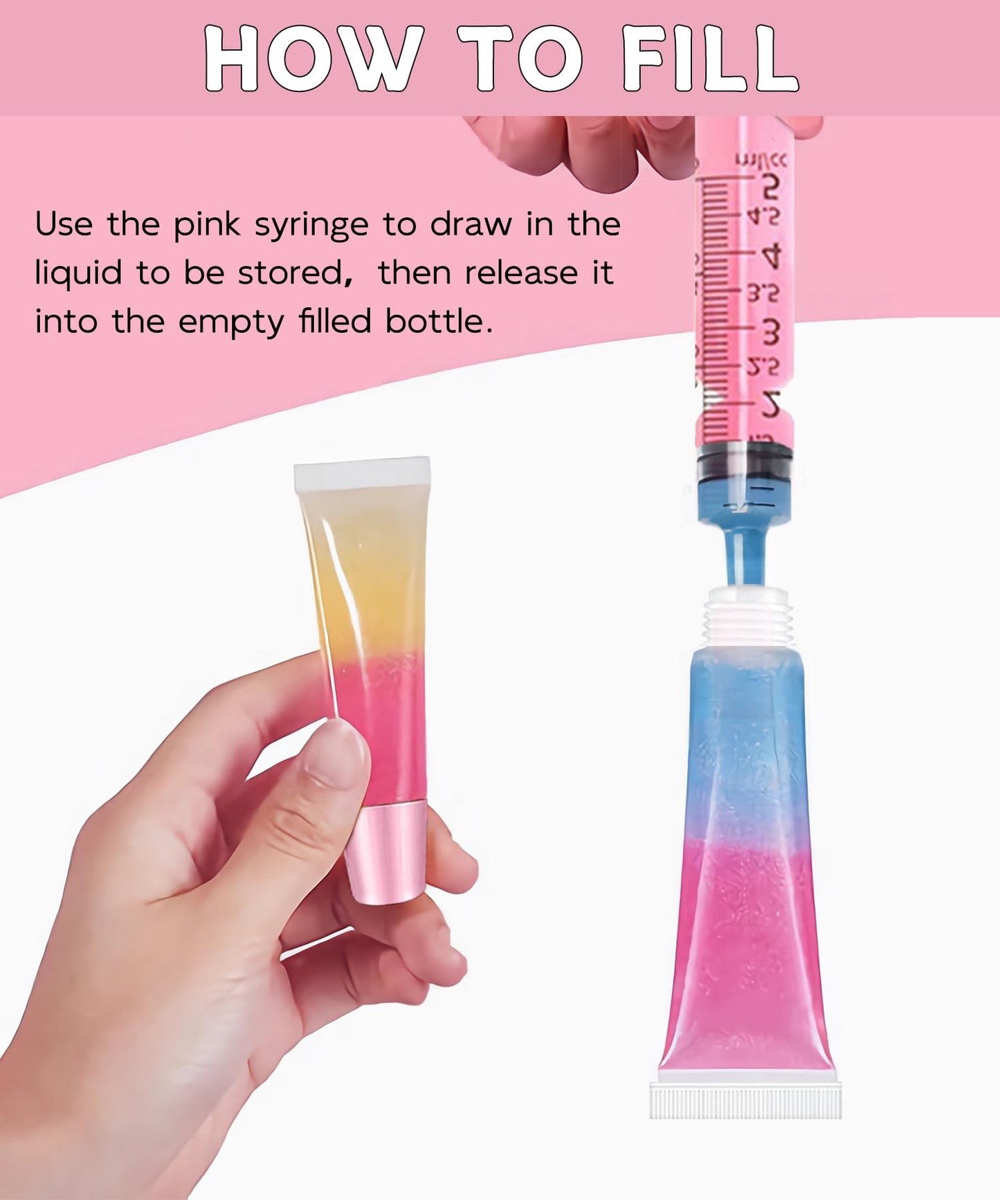 uadbau 8PCS Empty Lip Gloss Tubes - 10ml Clear Lip Balm Tubes with 5ml Syringes - Refillable Squeeze Tubes for Lip Gloss - Mini Cosmetic Soft Tubes for DIY Lip Gloss and Travel Toiletries