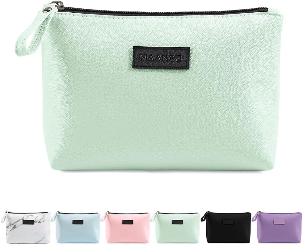 Cosmetic Bags for Women - Small PU Leather Makeup Pouch | Travel-Friendly Zippered Design
