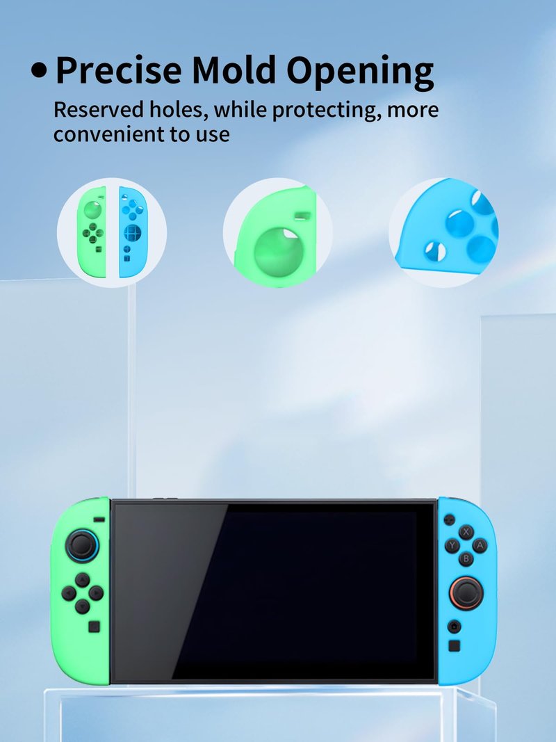 Compatible with Switch 2 Controller, Soft and Skin Friendly Silicone Anti Slip Upgrade, Split dDesign Enhances Gaming Experience,Blue+Green.