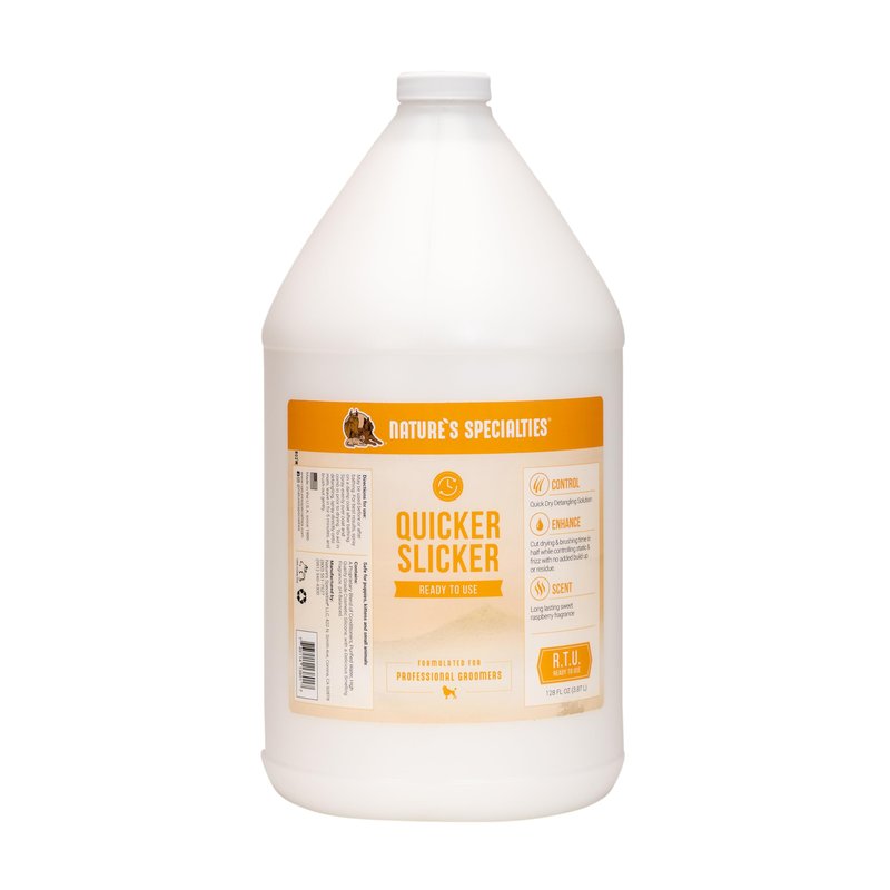 Nature's Specialties Quicker Slicker Ready to Use Detangling and Conditioning Spray, Natural Choice for Professional Groomers, Helps Restore Moisture, Made in USA, 1 gal