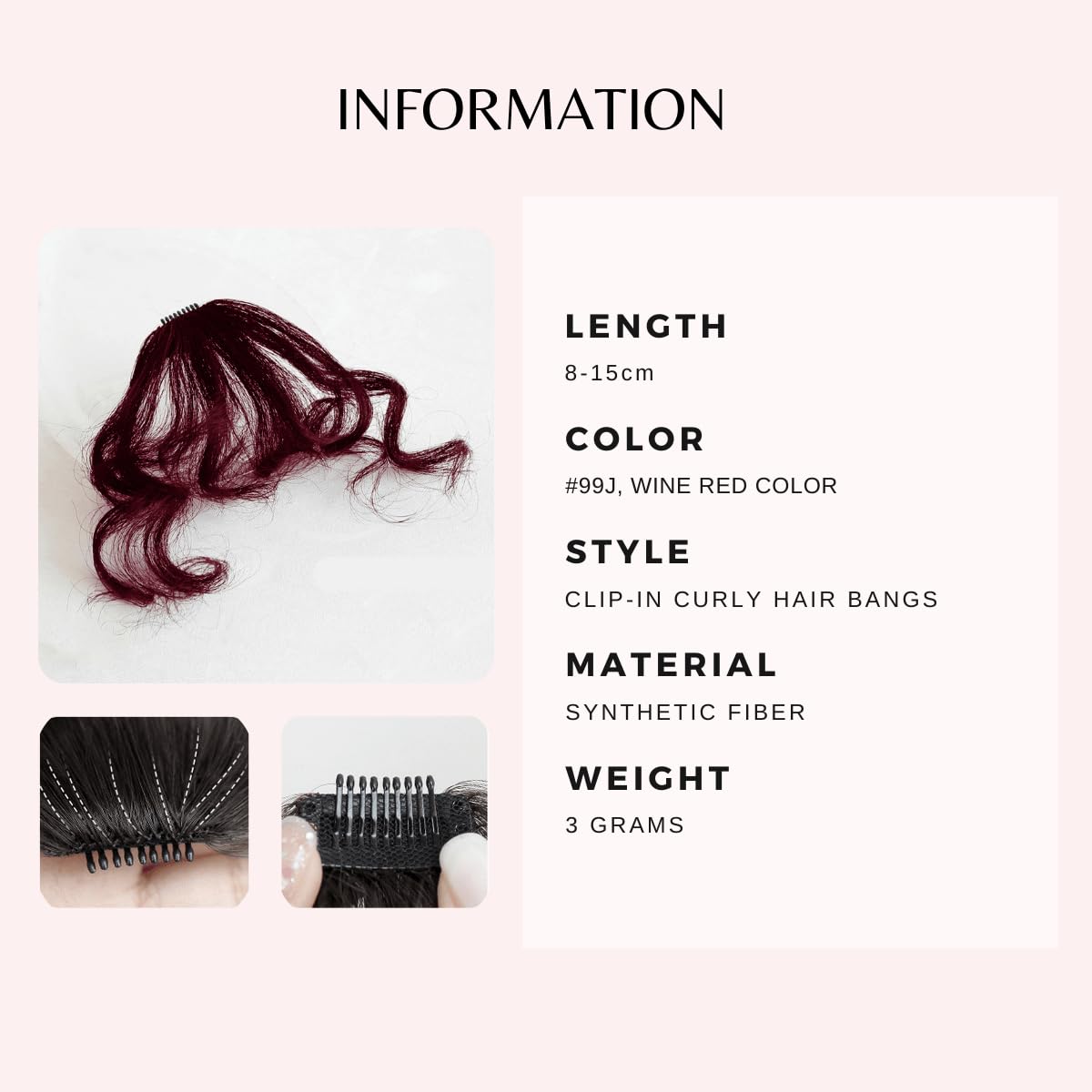 VAVANGA Curly Bangs Clip in Hair Extension