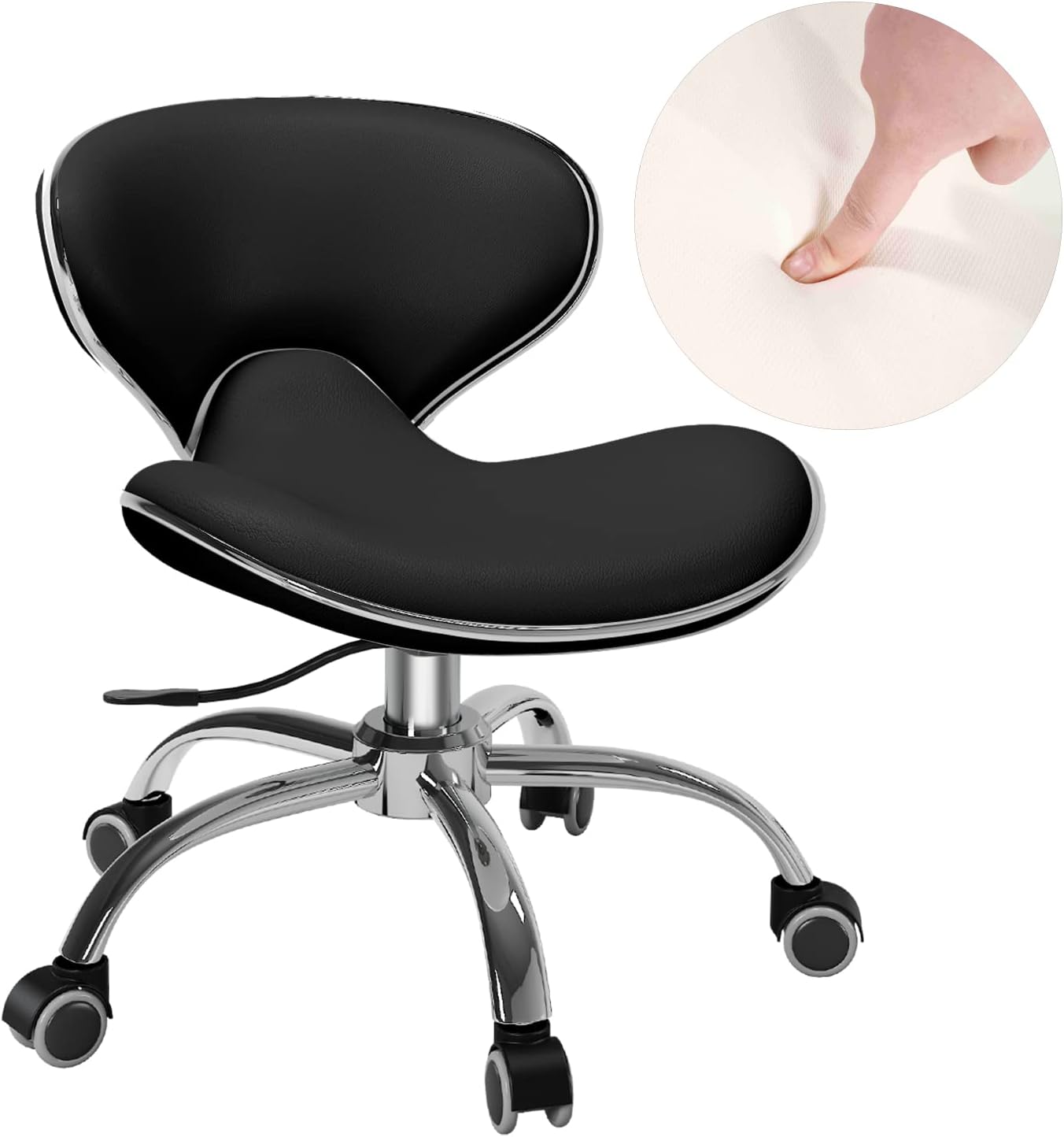 Ergonomic Pedicure Chair for Nail Tech - Adjustable Height, Hourglass Back Support | Ideal for Salon, Spa & Tattoo Use