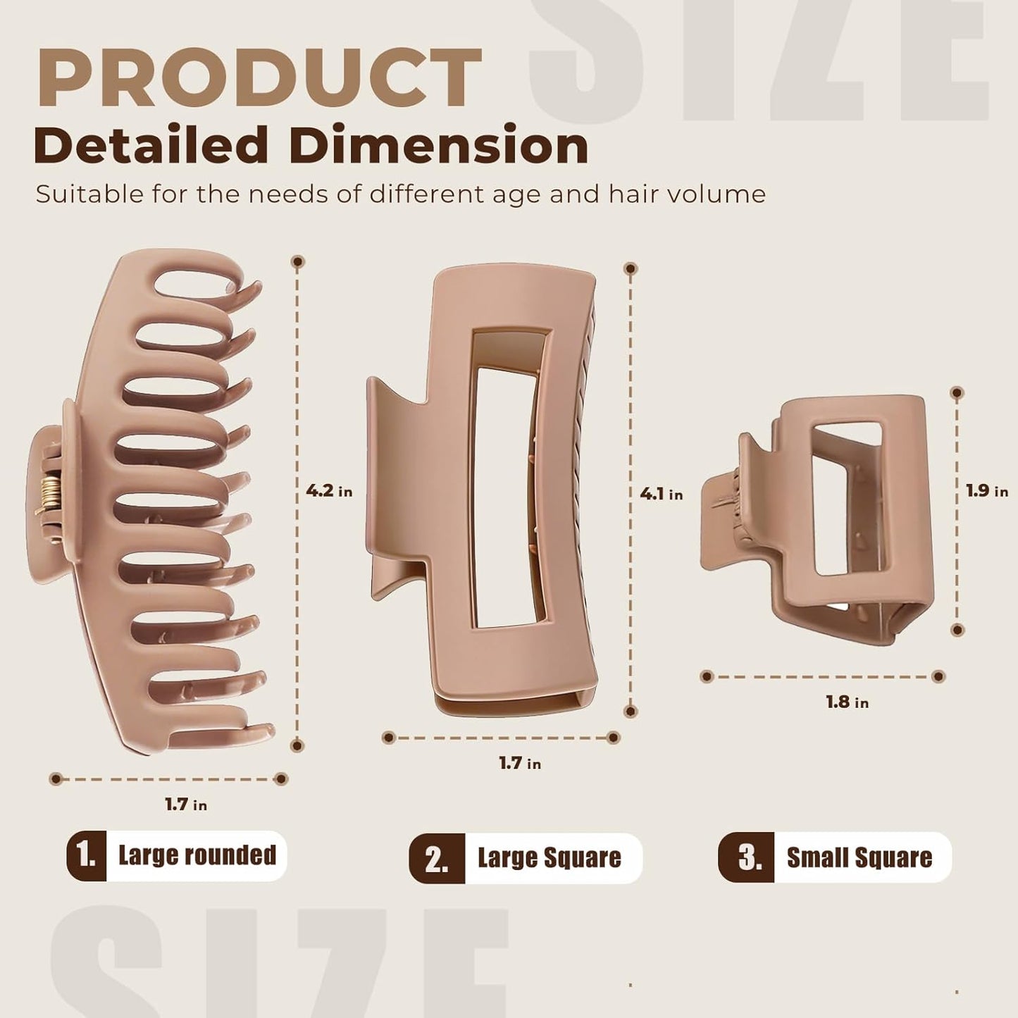 Matte Hair Claw Clips - 12 Pack in 3 Styles | Durable Non-Slip Hold for All Hair Types