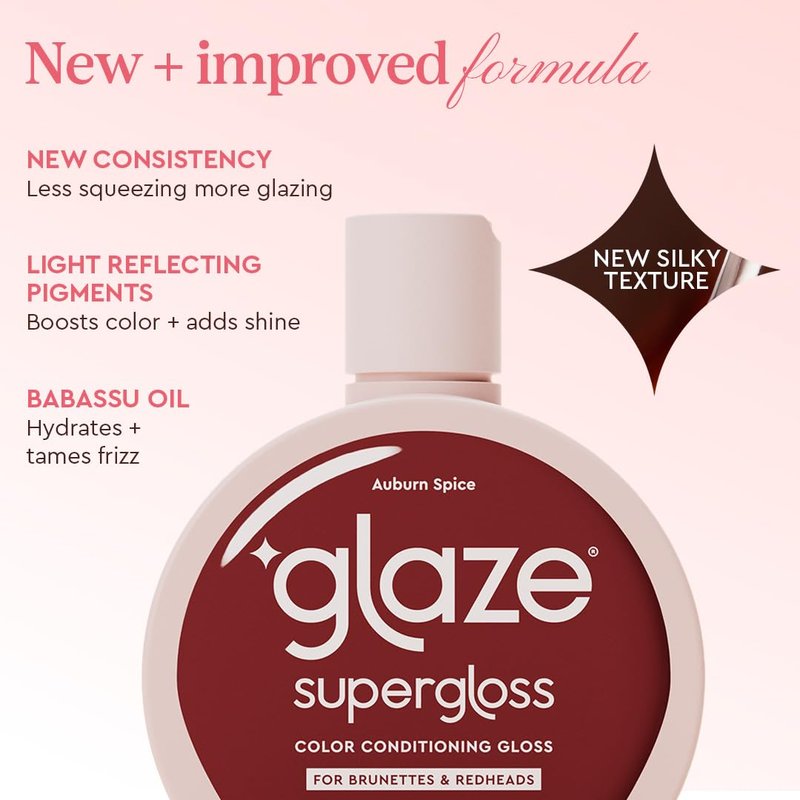 Glaze Color Conditioning Gloss - Tinted Moisturizer for Brown & Red Hair | Boosts Shine & Repairs Damage - Auburn Spice, 6.4 oz