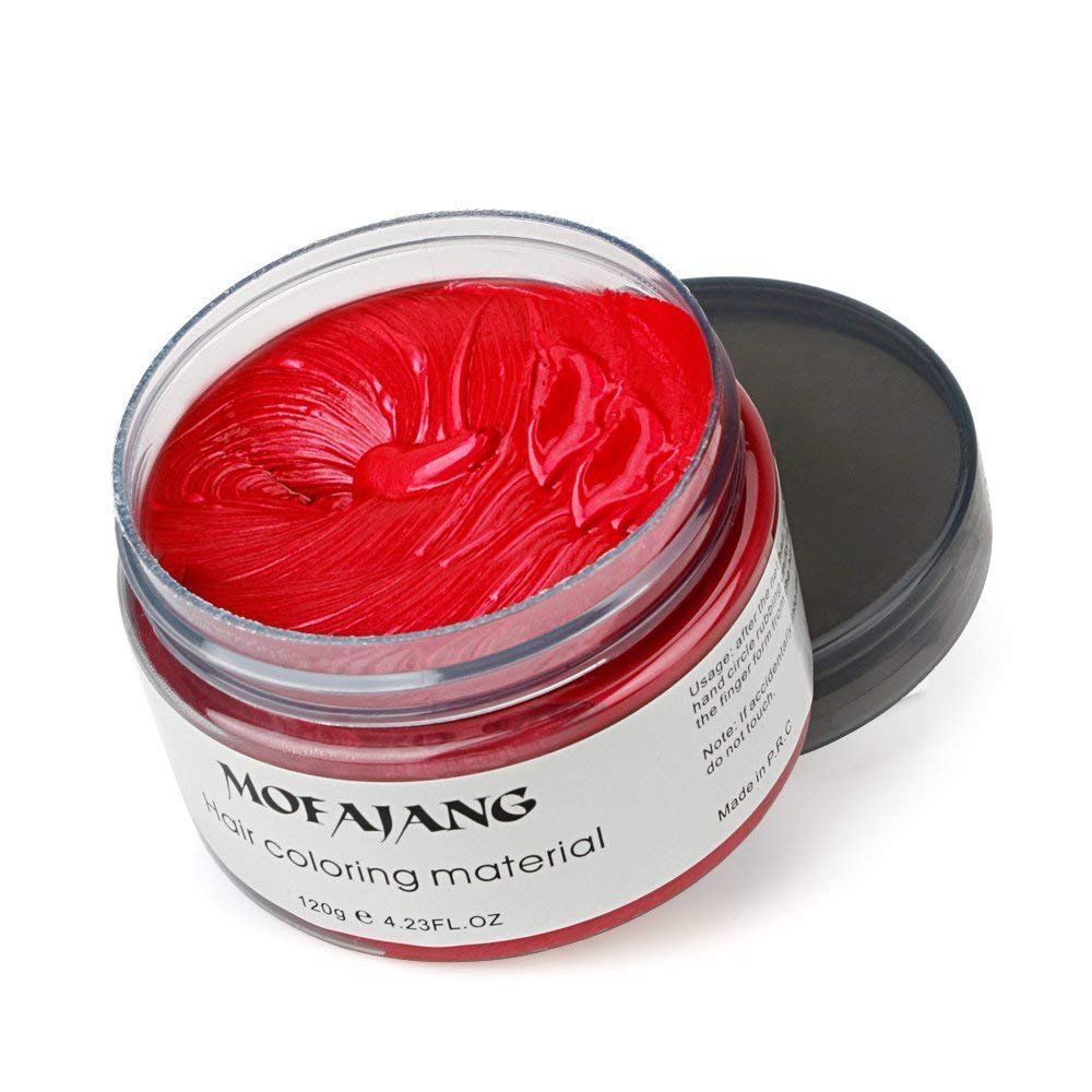 Unisex Hair Wax Color Dye Styling Cream Mud, Natural Hairstyle Pomade, Washable Temporary,Party Cosplay (Red)