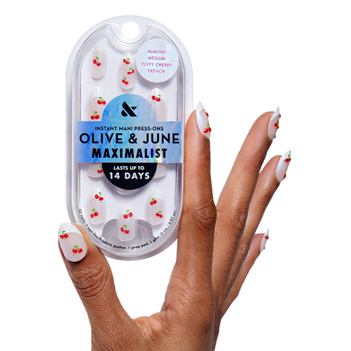 Maximalist Press-On Nails | 42 Non-Toxic Fake Nails in 21 Sizes | Short Almond Sparkle Party Design