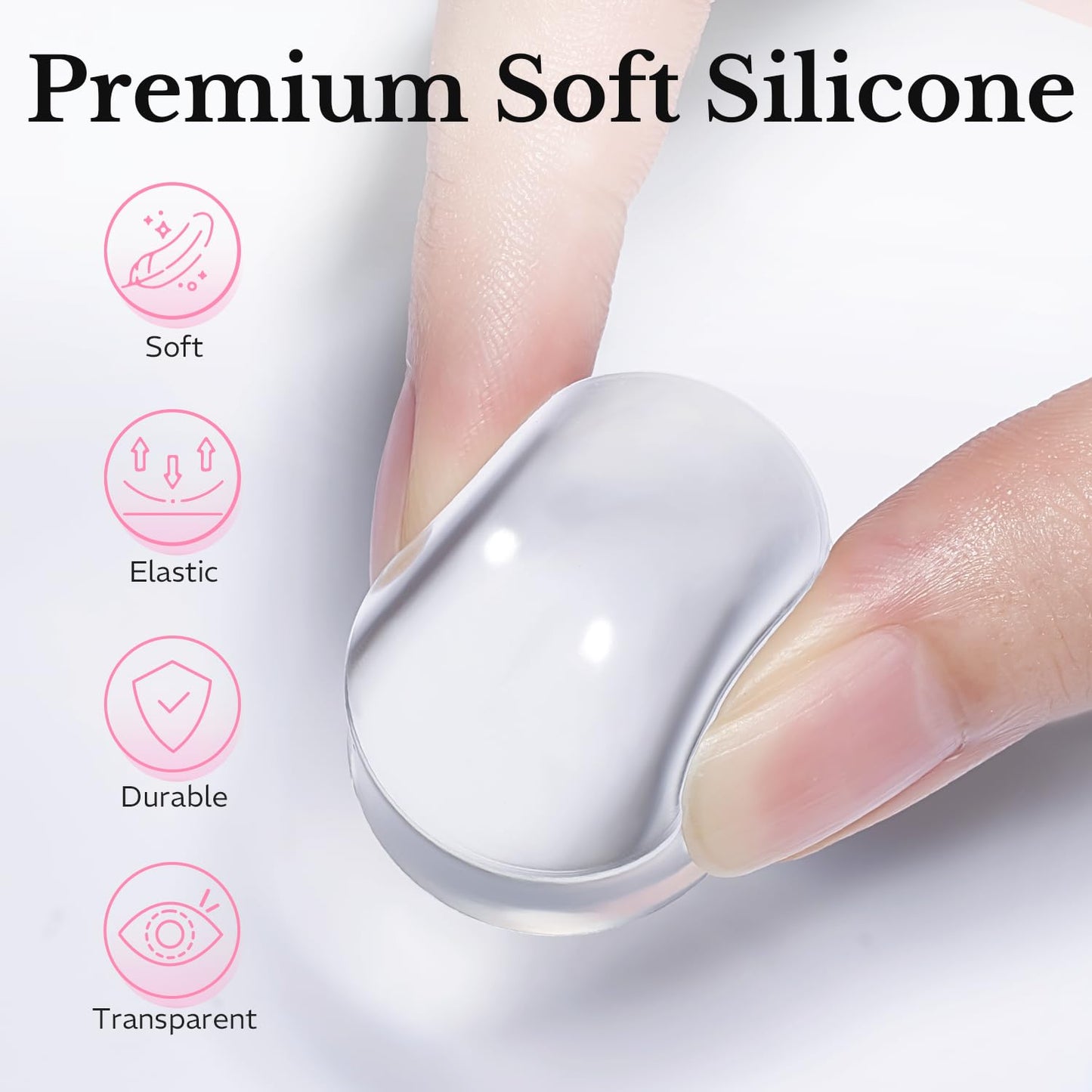 AZUREBEAUTY French Tip Stamp, 6Pcs French Tip Tool, Soft Silicone Nail Stamper, 2 in 1 French Manicure Kit with Nail Stamp Heads, Scraper and Replacement Heads, Nail Art Tools for Home DIY Salon