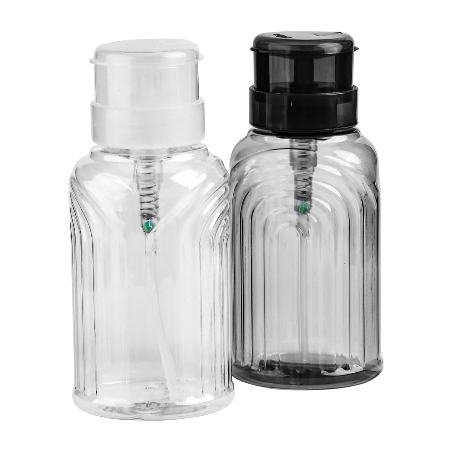 SUTOKAKA 2 Pack Non-Acetone Nail Polish Remover Pump Dispenser Lockable Empty Alcohol Dispenser Push Down One-Touch Bottle Container with Flip Top Cap for Makeup Remover Facial Toner, 300ML(10.1oz)