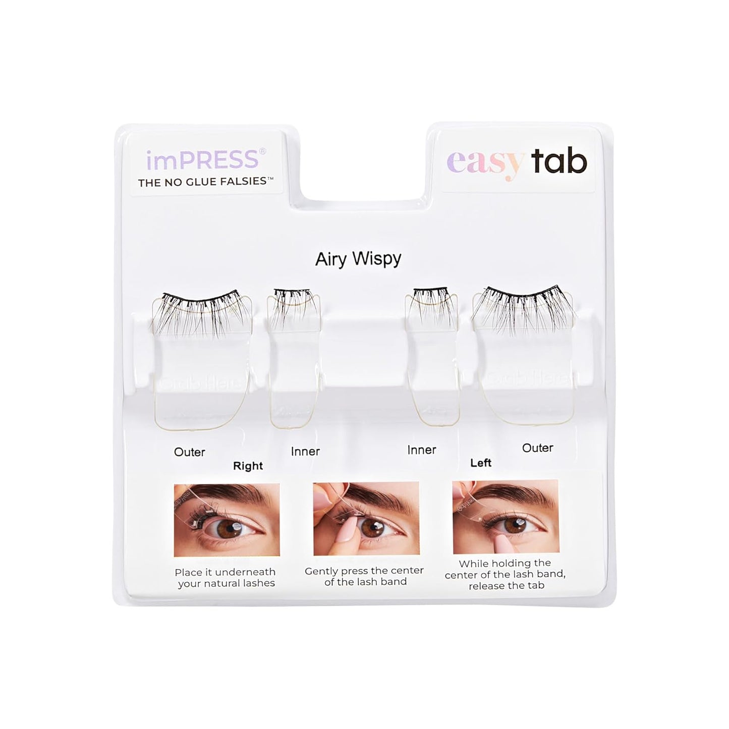 Kiss Impress Falsies Eyelashes - Easy Tab Self-Adhesive Black Clusters | Airy Wispy, 1 Pair 3mm-6mm & 1 Pair 4mm-10mm