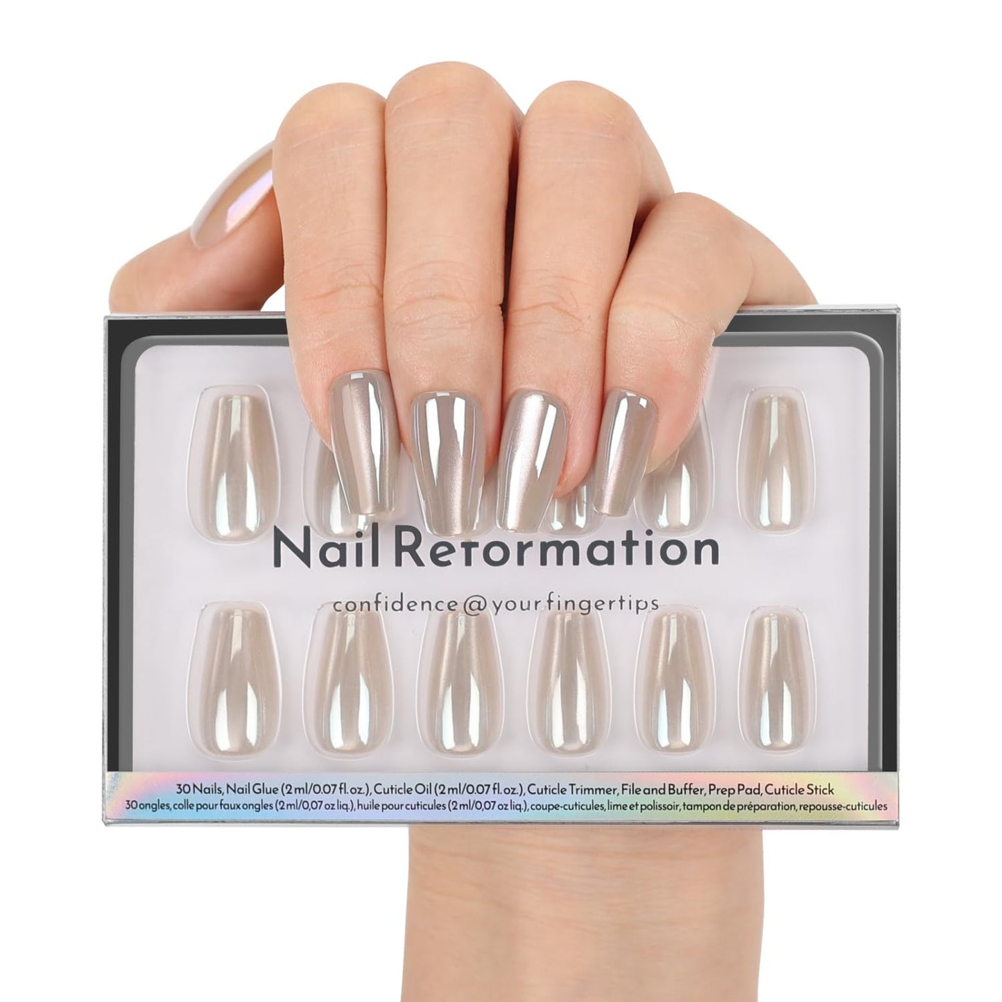 Press On Nails - Soft Pink Short Almond Velvet Cat Eye | Reusable Salon Quality 32 Nail Kit with Glue, 16 Sizes