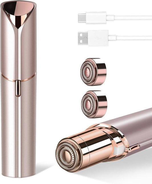 Flawless Facial Hair Removal Device - Portable & Painless Hair Remover for Women | Rechargeable with 2 Replacement Heads