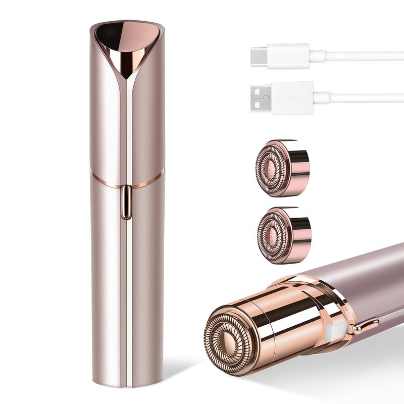 Flawless Facial Hair Removal for Women, Portable Painless Hair Remover Device, Rechargeable, with 2 Replacement Heads, for Face, Upper Lip and Chin