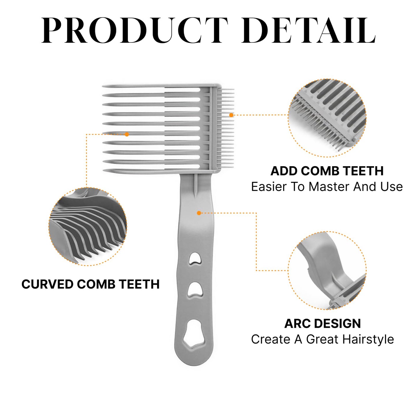 Fade Hair Blending Comb Barber Tool Men Salon Home Haircut Gray 1pc