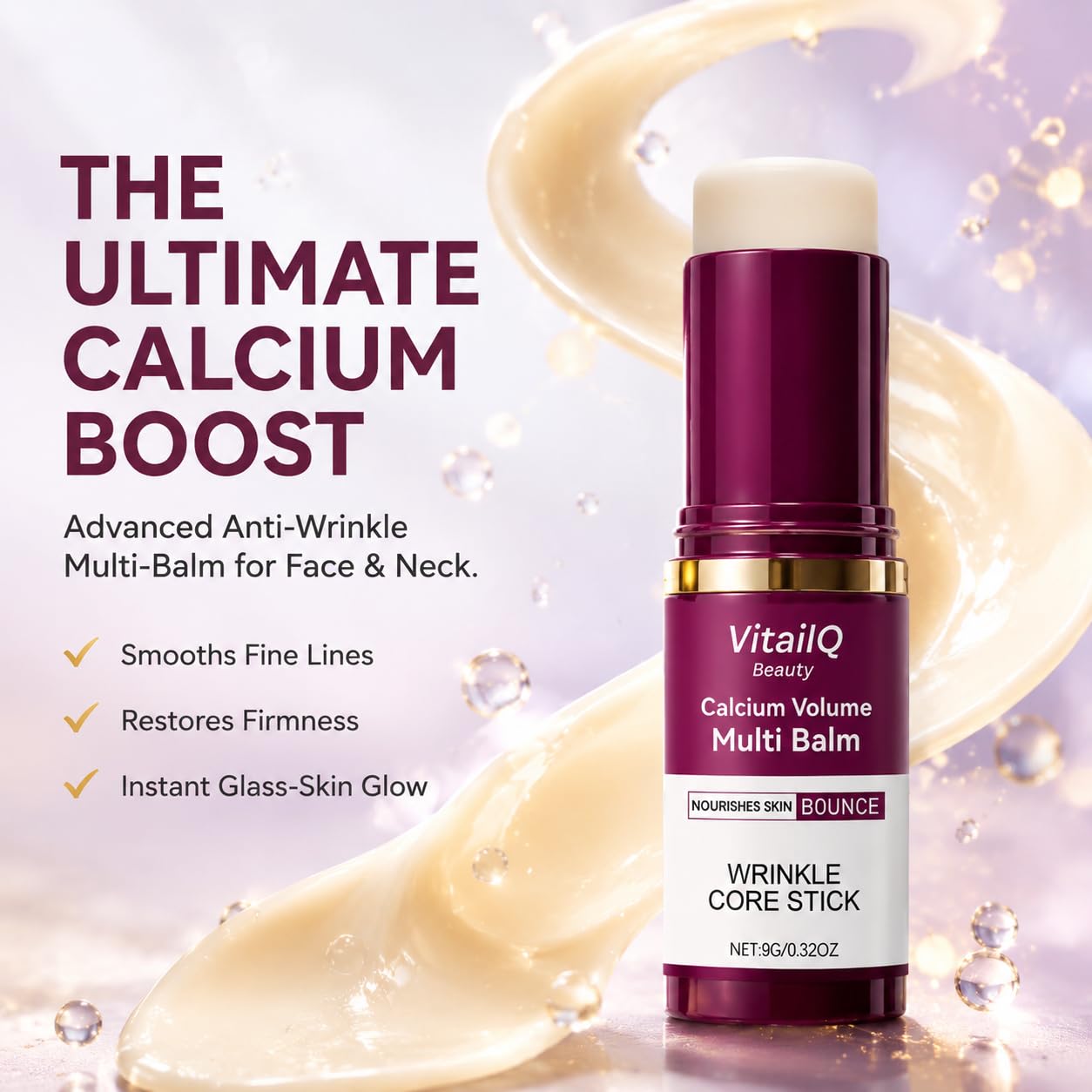 VitailQ Anti-Wrinkle Calcium Balm - Hydrating Face Moisturizer for Eyes, Neck & Face