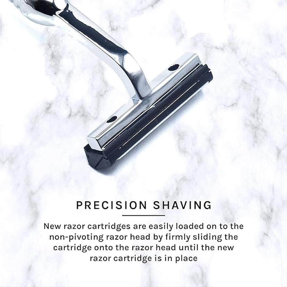 Taconic Shave Twin Blade Cartridge Razor - Heavyweight All Metal Design | 10 Cartridges Included