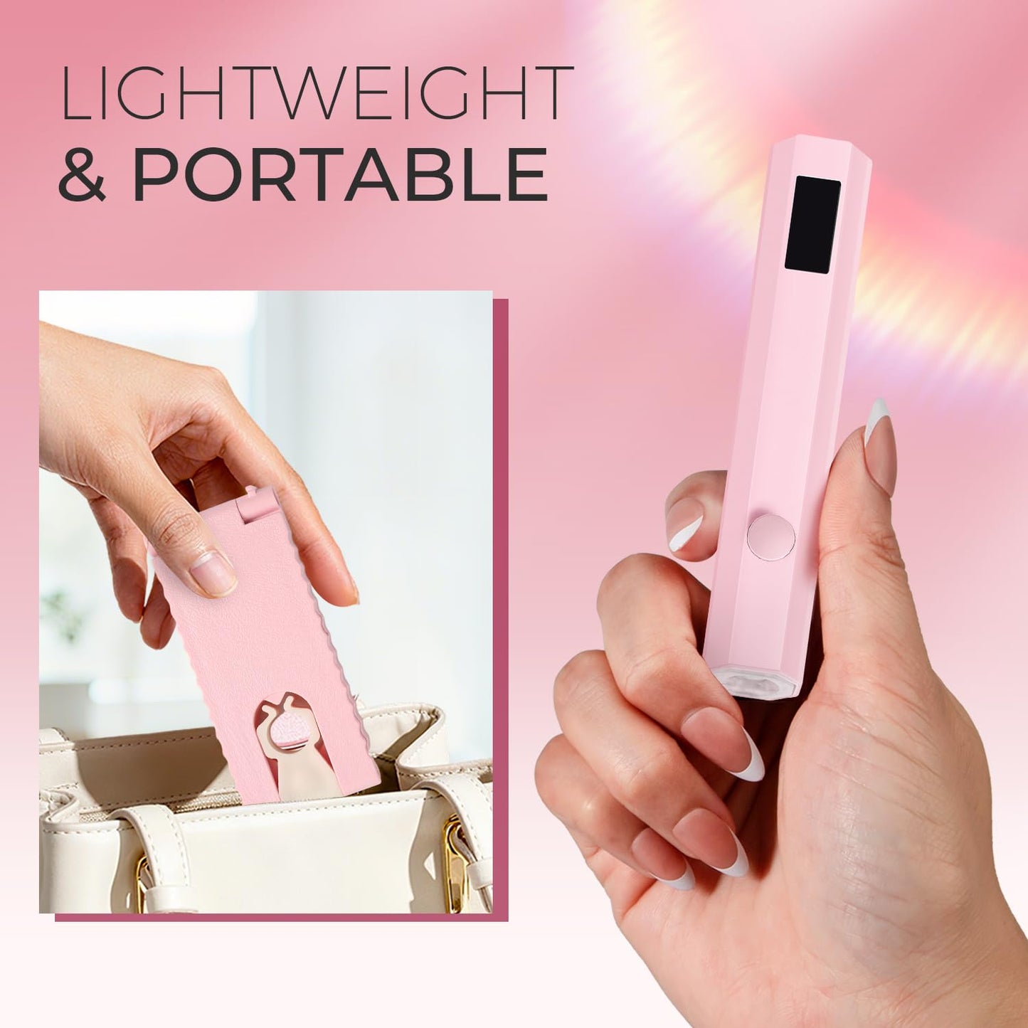 mlogiroa UV Nail Lamp with Stand Foldable, 360°Adjustable Rotation, Portable, Relax Hands,Pink Flash Cure Lamp for Gel Polish Home DIY Salon Women Painting Manicure