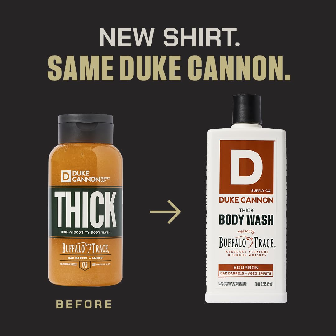 Duke Cannon Bourbon Soap, Body Wash & Beard Balm Bundle – 3 Pack with Buffalo Trace Bourbon, Oak Barrel Scent