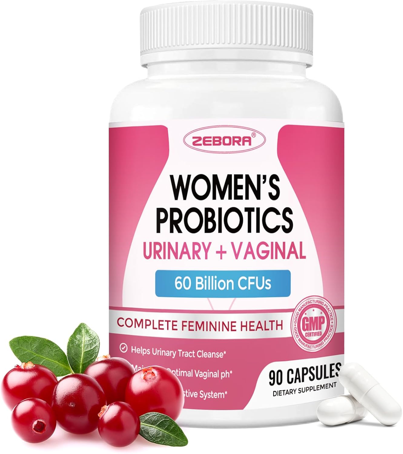 Probiotics for Women | Vaginal Health Support with Cranberry & D-Mannose - 90 Vegan Capsules
