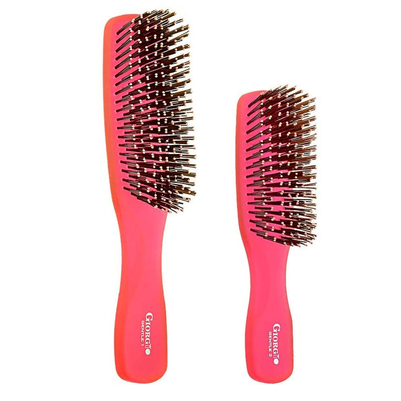 Giorgio GIO1 Gentle Hair Brush Dresser Size. Wet & Dry Pro Hair Brush Detangler. Soft for Sensitive Scalp. Good For Men Women & Kids All hair lengths. Durable and Anti-Static. (Set, Red)