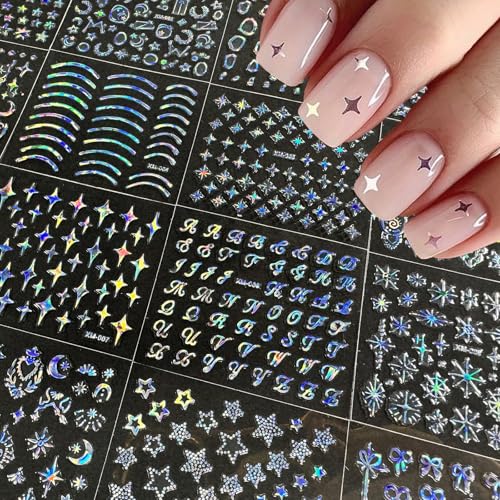 WUHCIM Style-14 Aurora Holographic Nail Stickers Set 30 Sheets Bohemian Designs