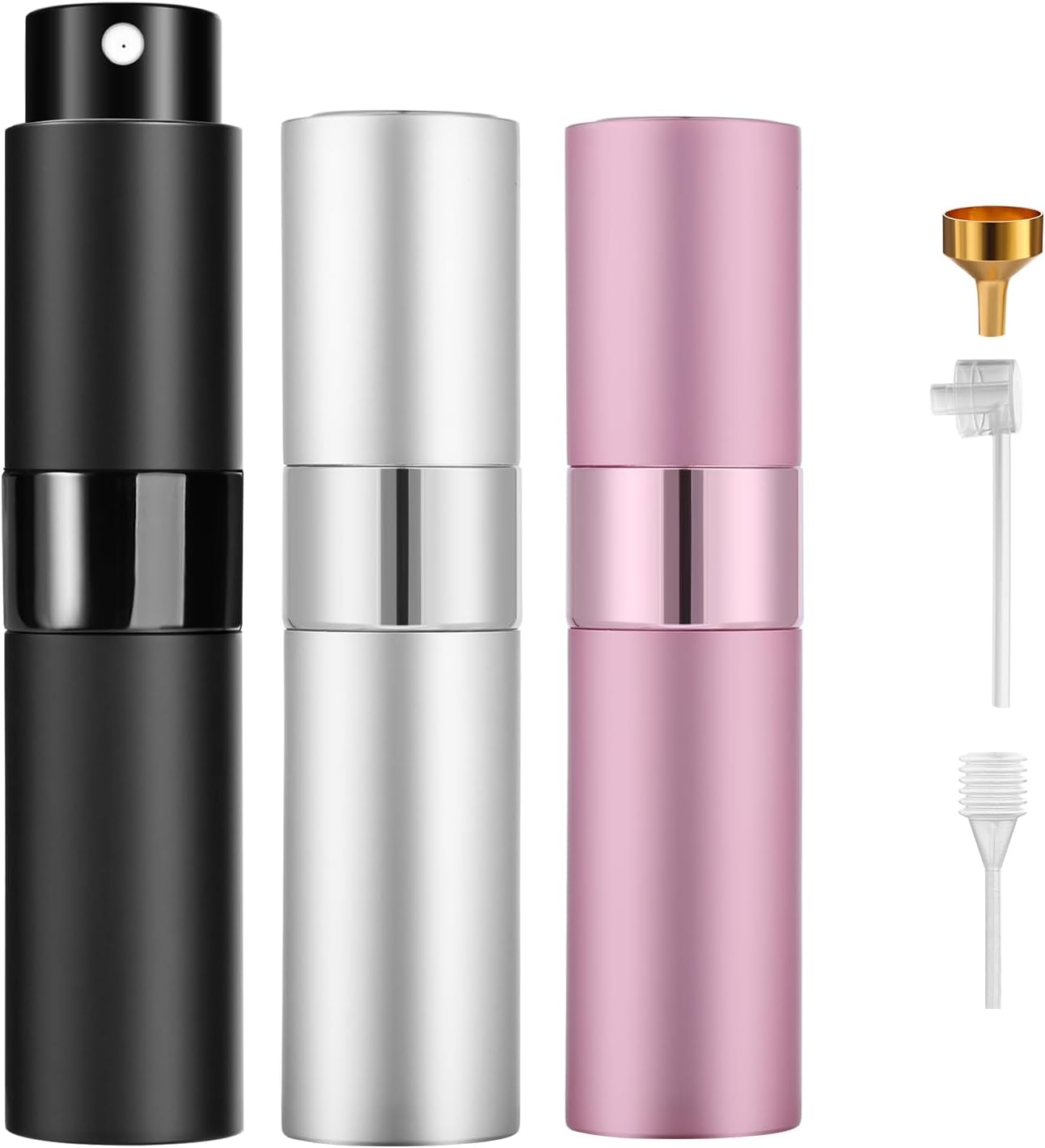 Refillable Perfume Travel Atomizer - 8ML Leakproof Spray Bottle Set (3PCS) | Portable Black Design