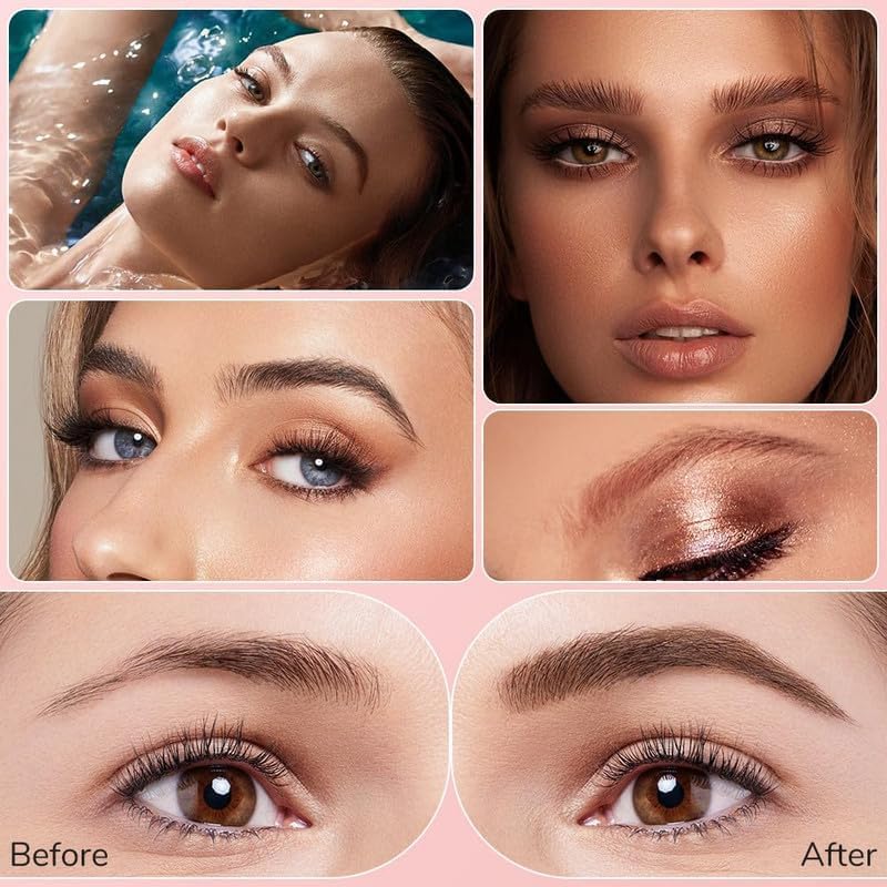 Microblading Eyebrow Pen - 3D Waterproof 4-Tip Pencil for Natural Makeup | Long-Lasting Dark Brown (2 Pcs)
