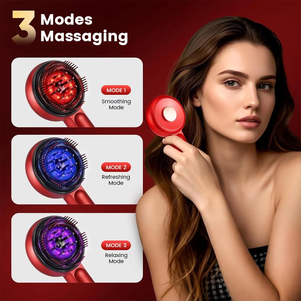 Dexmary 3-in-1 Scalp Massager for Hair Growth, Electric Hair Oil Applicator with EMS & Scalp Brush for Deep Cleansing, Rechargeable Head Massager for Scalp Care and Relaxation at Home