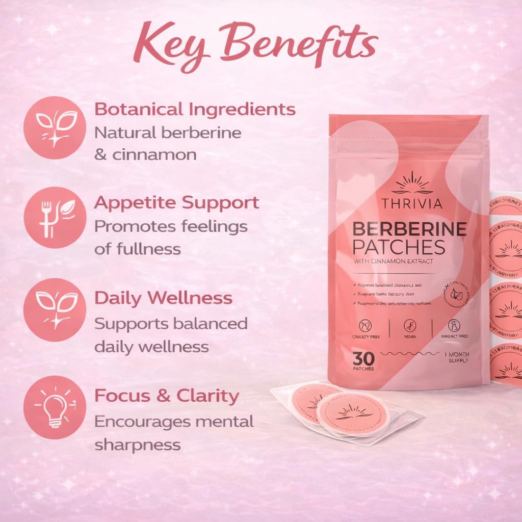 Berberine Patches for Weight Loss & Metabolic Health - L Glutamine, Chromium, Pomegranate & Cinnamon (30 Count)