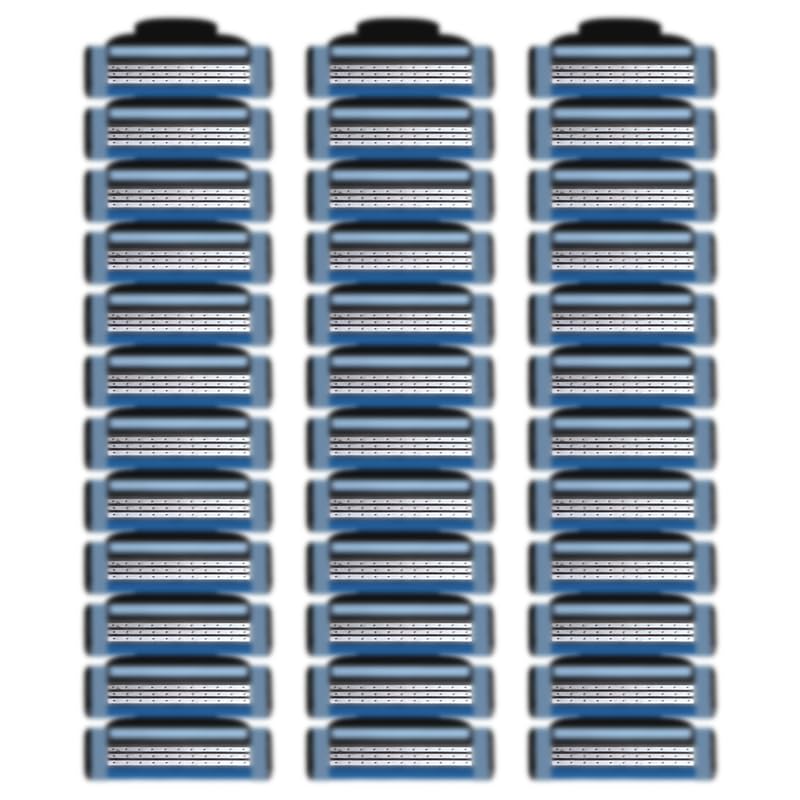 36 Blades Replacement for GL-Mach 3 Style Razors - Men's Wet Razor Blades Value Pack (Blue)