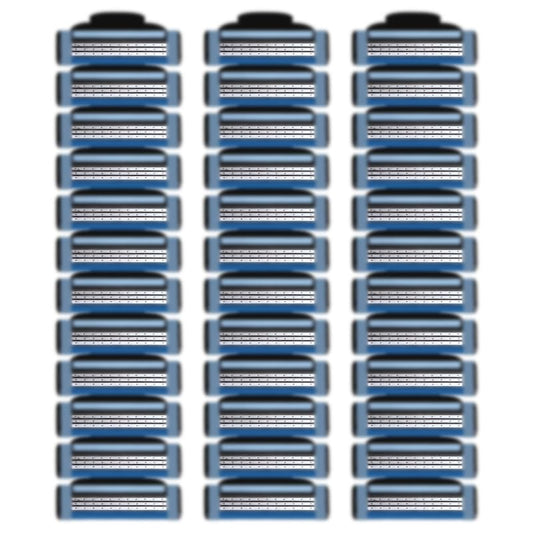 36 Blades Replacement for GL-Mach 3 Style Razors - Men's Wet Razor Blades Value Pack (Blue)