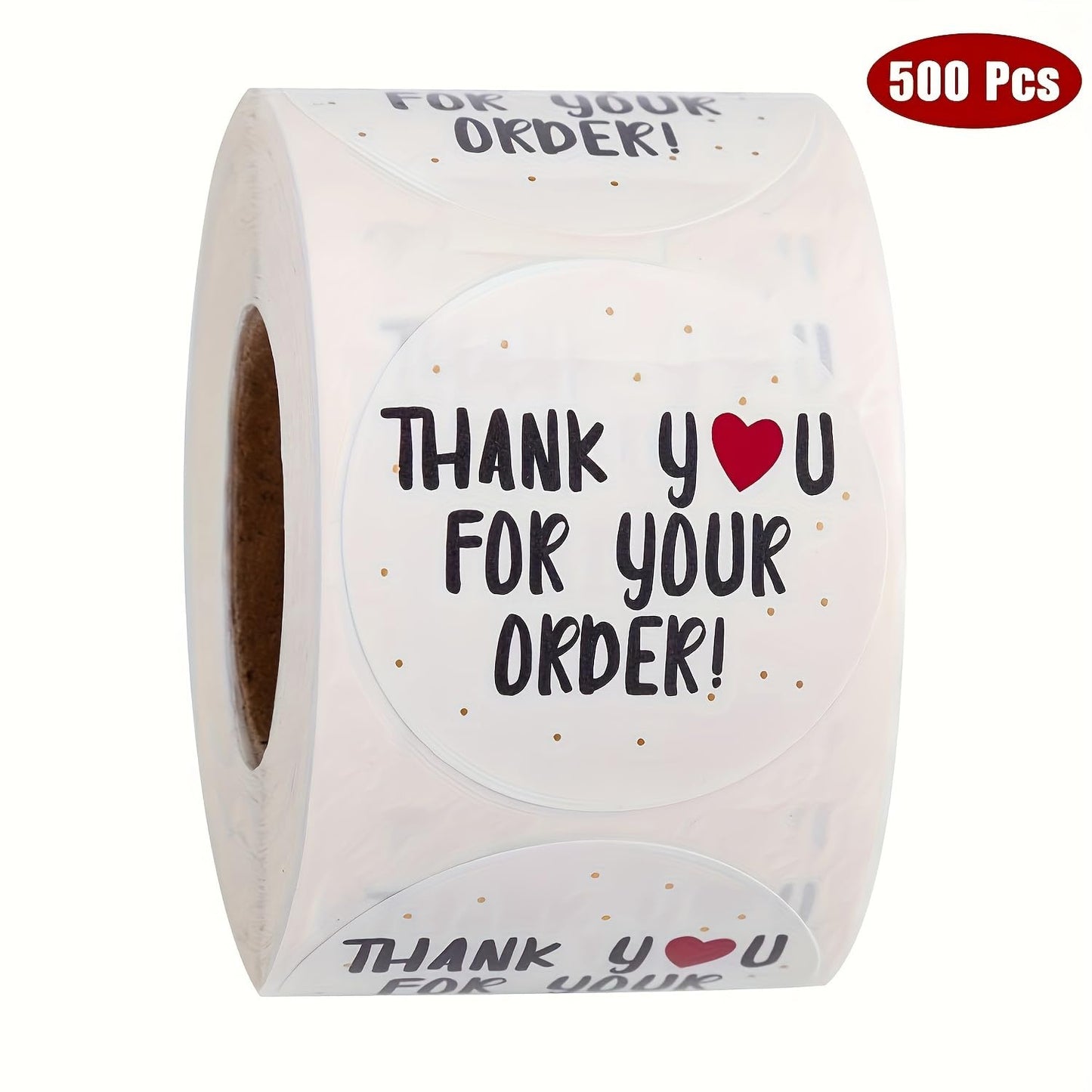 1 Inch (2.5cm) Round Matte Thank You Stickers, 500 Per Roll, Disposable Paper Labels for Orders, Gifts, Small Business Packaging, Easy to Peel and Stick