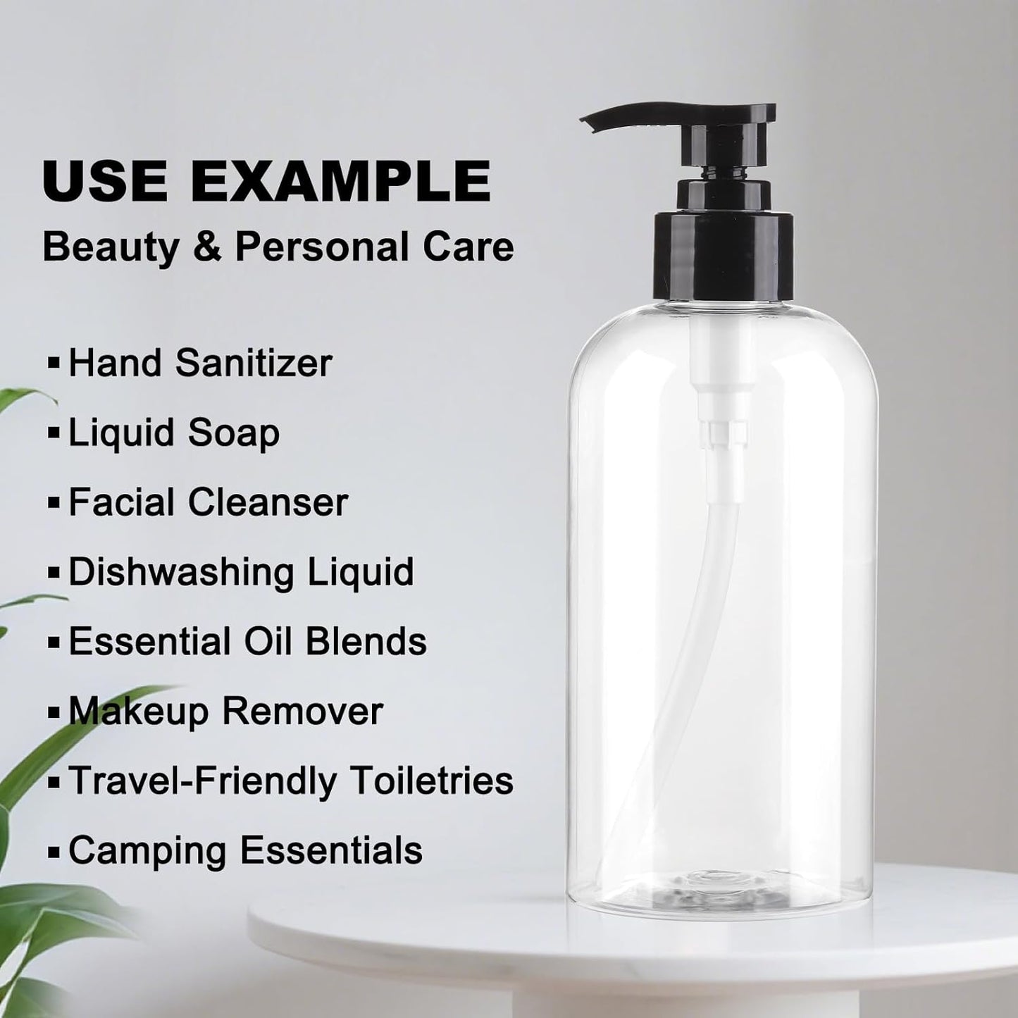 Refillable Pump Bottles - 12.85oz Clear BPA-Free Plastic Dispenser for Shampoo, Lotion & Soap | 2 Pack