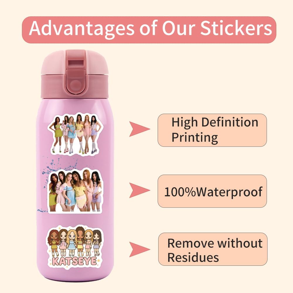 KATSEYE Waterproof Stickers Set - 123pcs Laptop Decals for Water Bottles, Skateboards & Phones