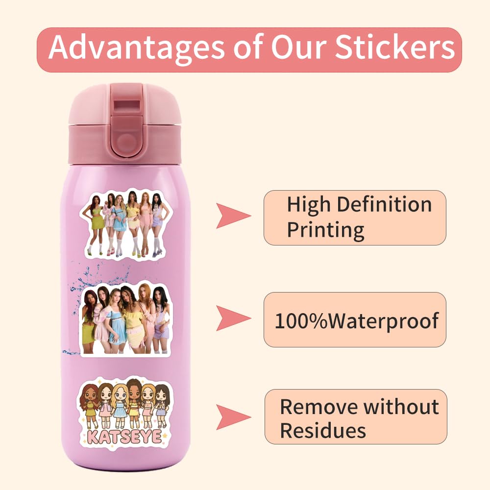 123pcs KATSEYE Stickers Set Waterproof Laptop Decals for Water Bottle, Laptop, Computer, Skateboard, Phone