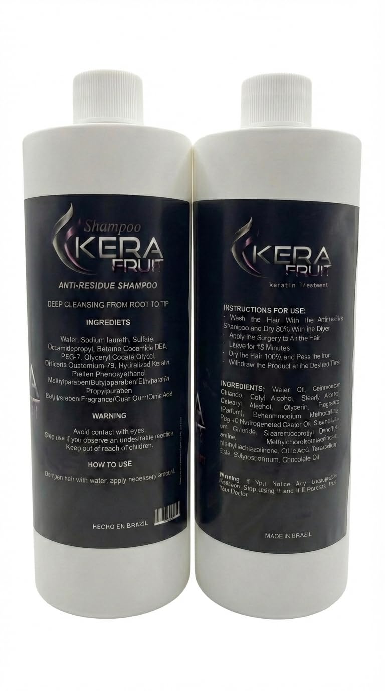 Kera Fruit Keratin Hair Treatment - Formaldehyde-Free 16oz Kit for All Hair Types | Frizz Control & Repair