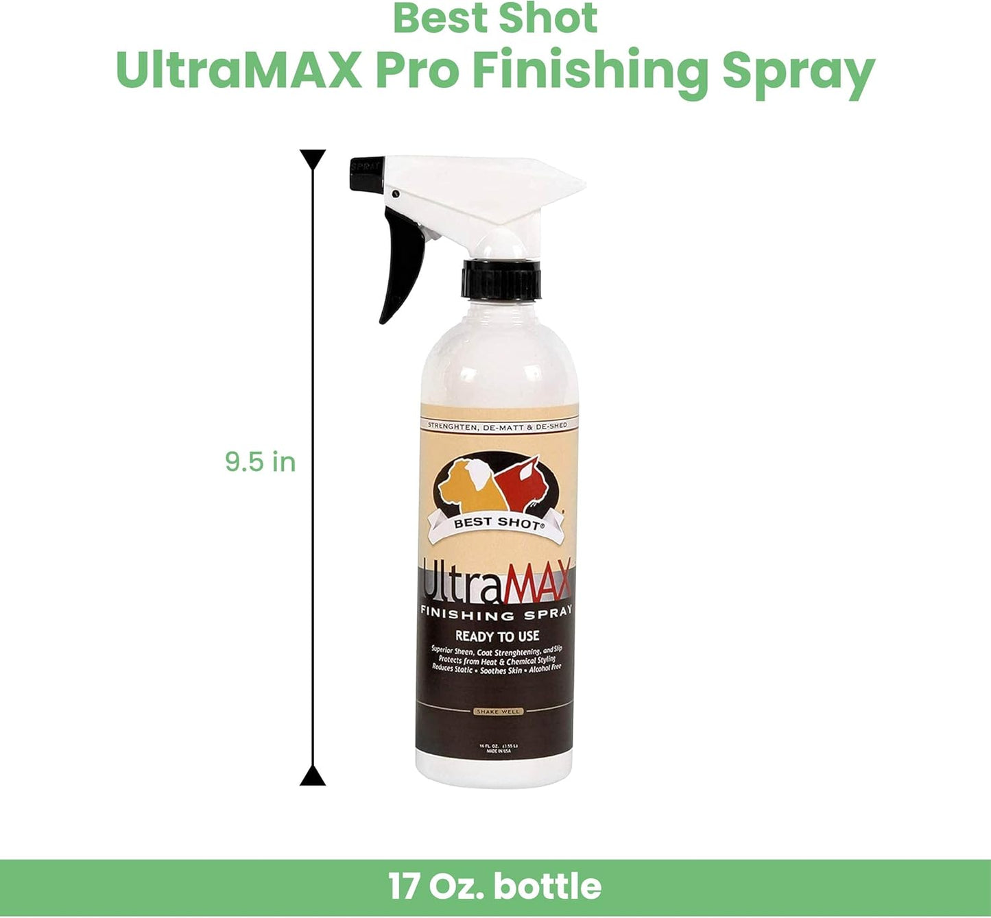 UltraMAX Pro Finishing Spray - Ideal Pet Detangler & Grooming Spray for Dogs & Cats | 17 Oz Hydrating Formula