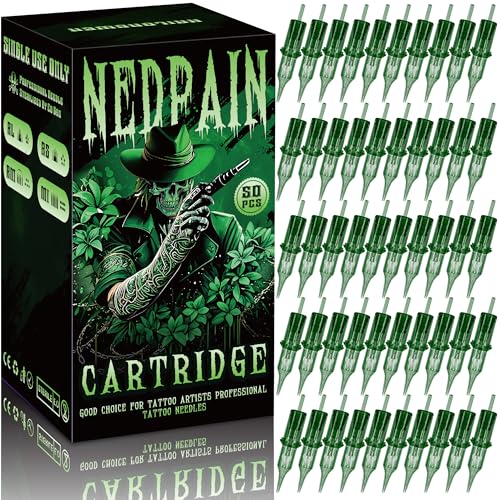 Nedpain #10 Bugpin Tattoo Cartridge Needles - 50pc Round Liner Assortment