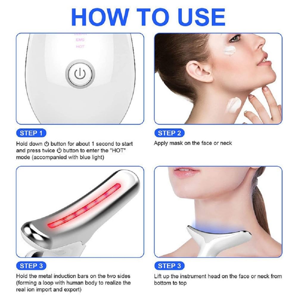 Harry Williams 7-in-1 Face Massager Tool with 7 Color LED Light Therapy, Microcurrent Technology for Skin Firming, Wrinkle Reduction, Double Chin Treatment, Face and Neck Massage Device (White)