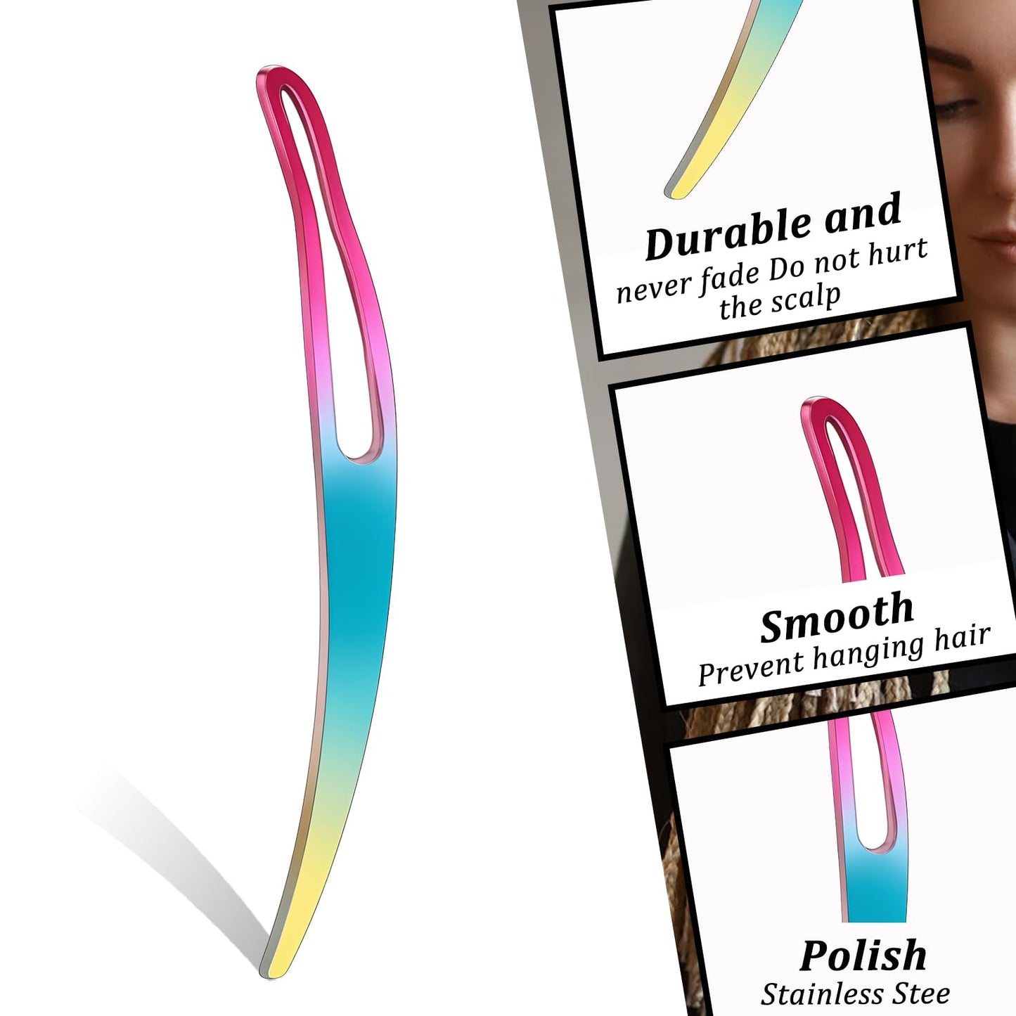 8Pcs Interlocking Tool for Locs Sisterlock Retighten Tool Hair Locking Tools Bent-Hook Shape Loc Needle for Maintaining Dreadlocks Hair Extensions Styling Tools(4 Colors)