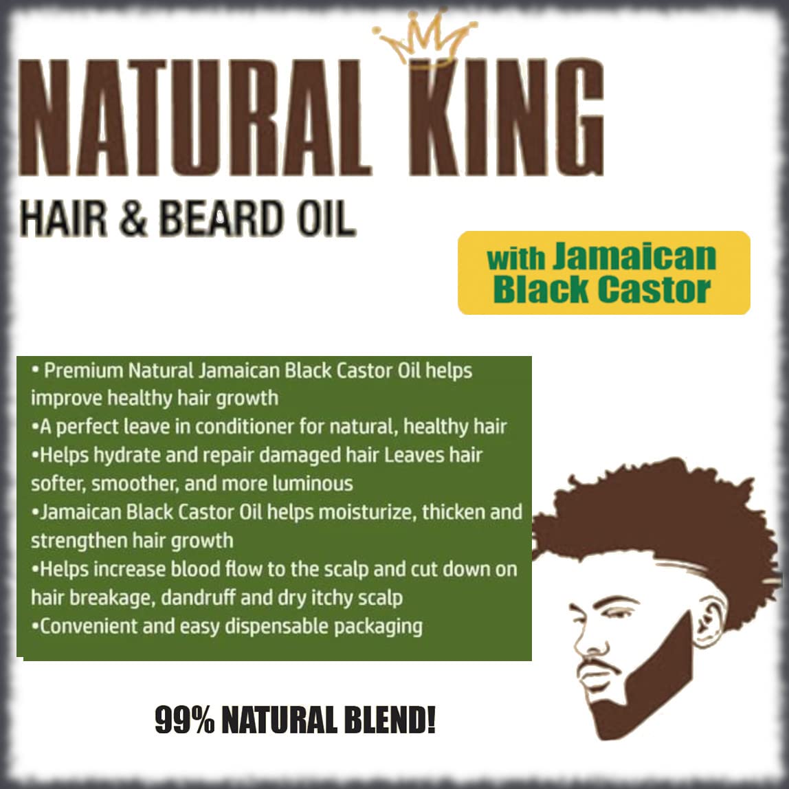 Natural King Jamaican Black Castor Shampoo(33.8 oz) and Pro-Growth Hair & Beard Oil (7.1 oz) Set for Nourishing Hair Growth