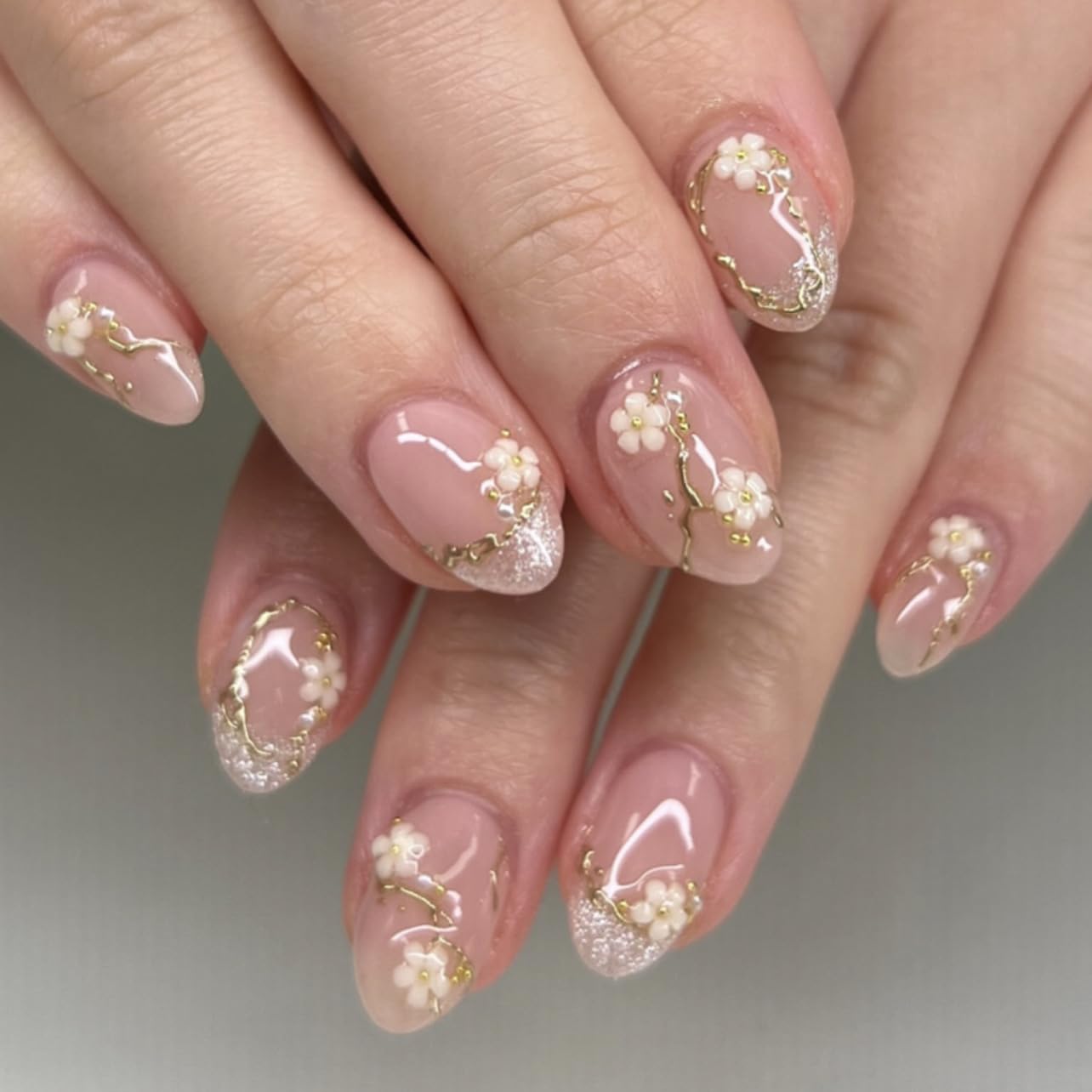Ombre Press-On Nails - White & Light Pink Coffin Acrylic Design | 30 Pcs Reusable DIY Nail Art Kit for Women