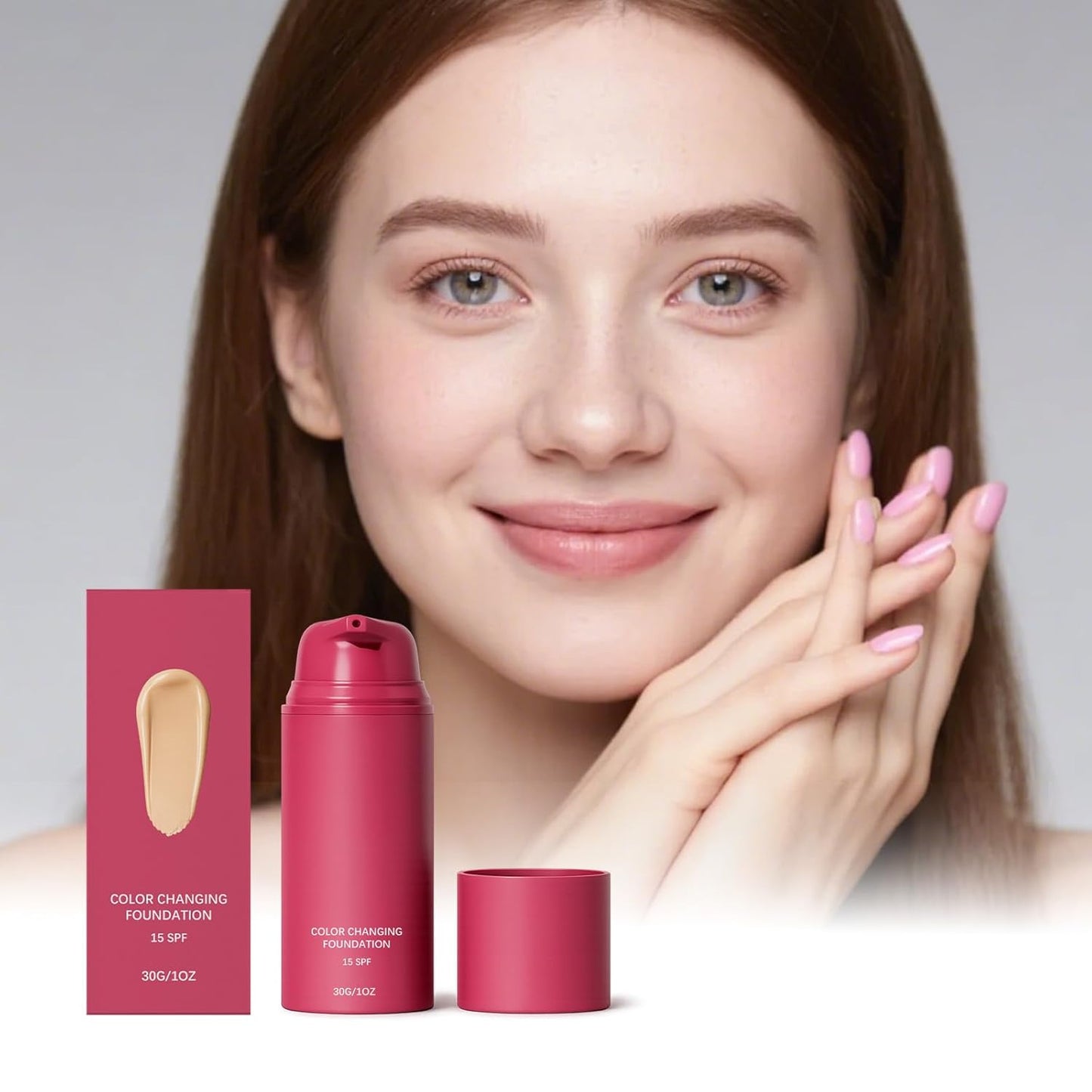 Color Changing Foundation - Skin Tone Adapting Liquid Makeup for Women | Lightweight Buildable Coverage, SPF 15