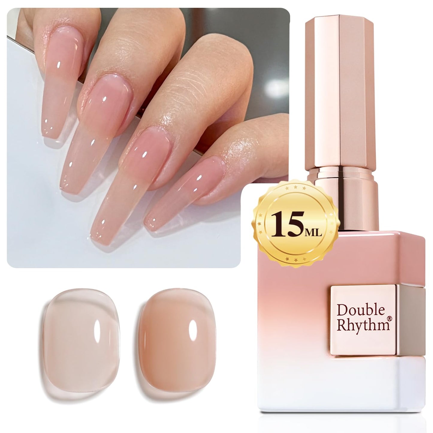 Gel Nail Polish - Double Rhythm 15ML Pearl White Soak Off for Art Manicure | DIY at Home